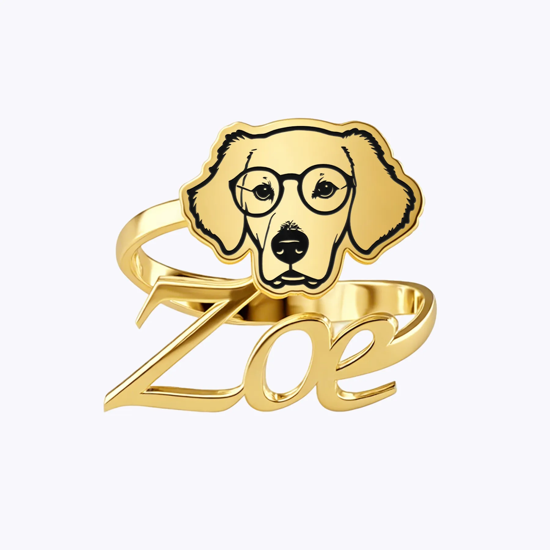 Custom Pet Face Photo with Name Open Twist Ring