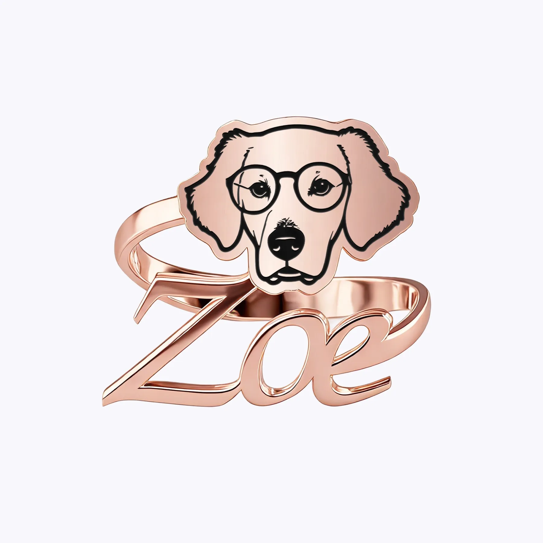 Custom Pet Face Photo with Name Open Twist Ring