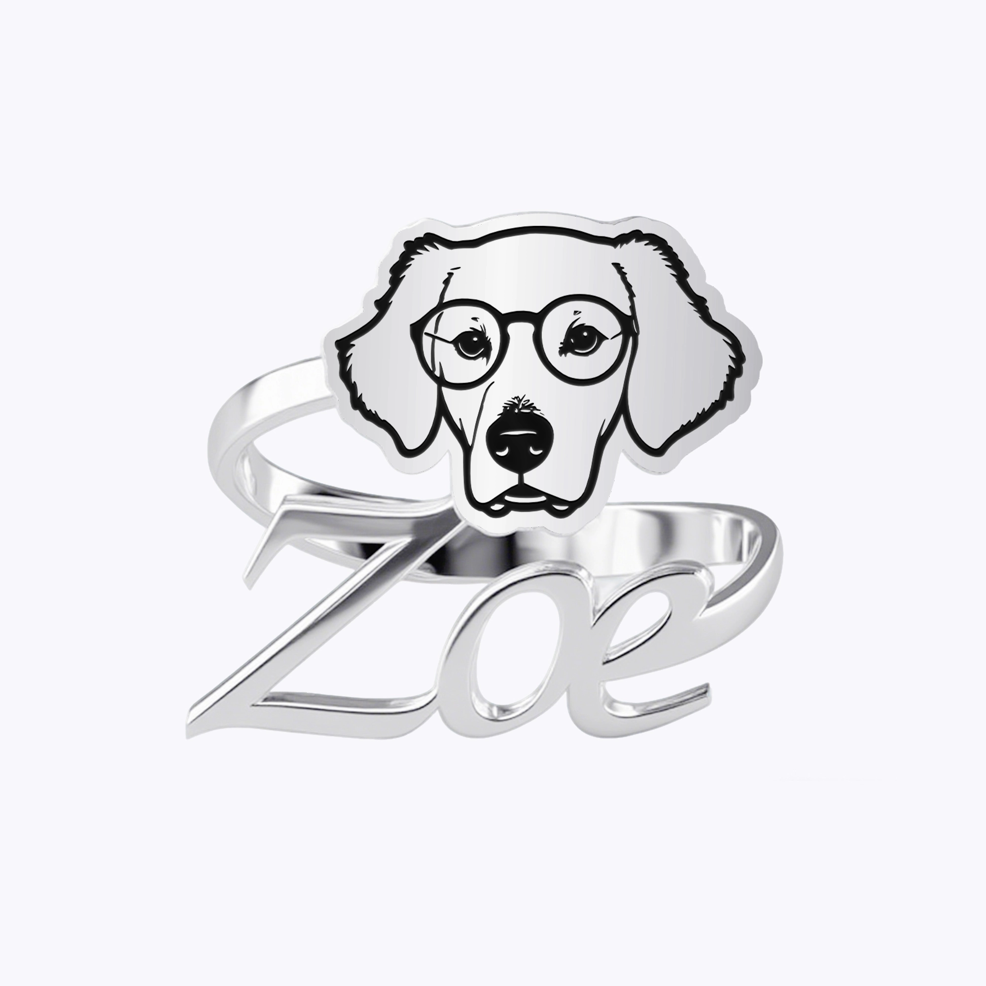 Custom Pet Face Photo with Name Open Twist Ring