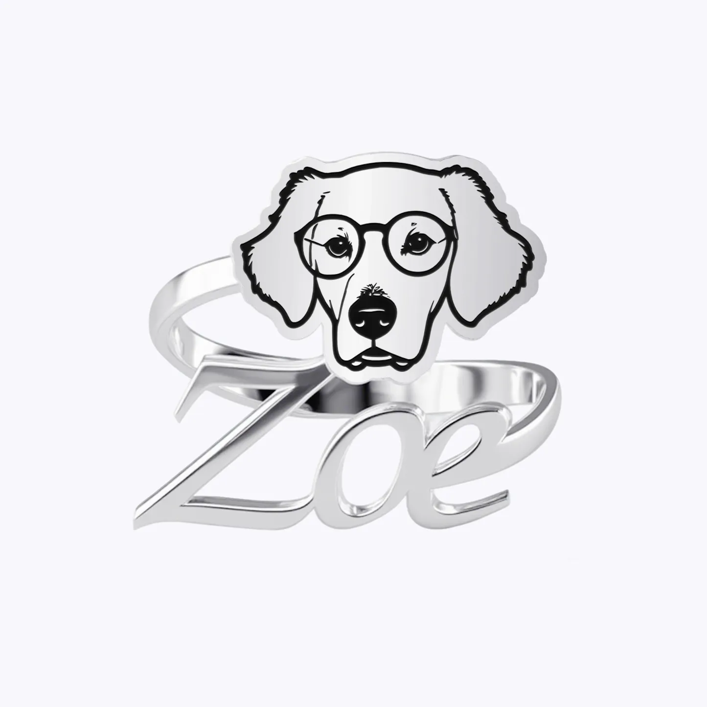 Custom Pet Face Photo with Name Open Twist Ring