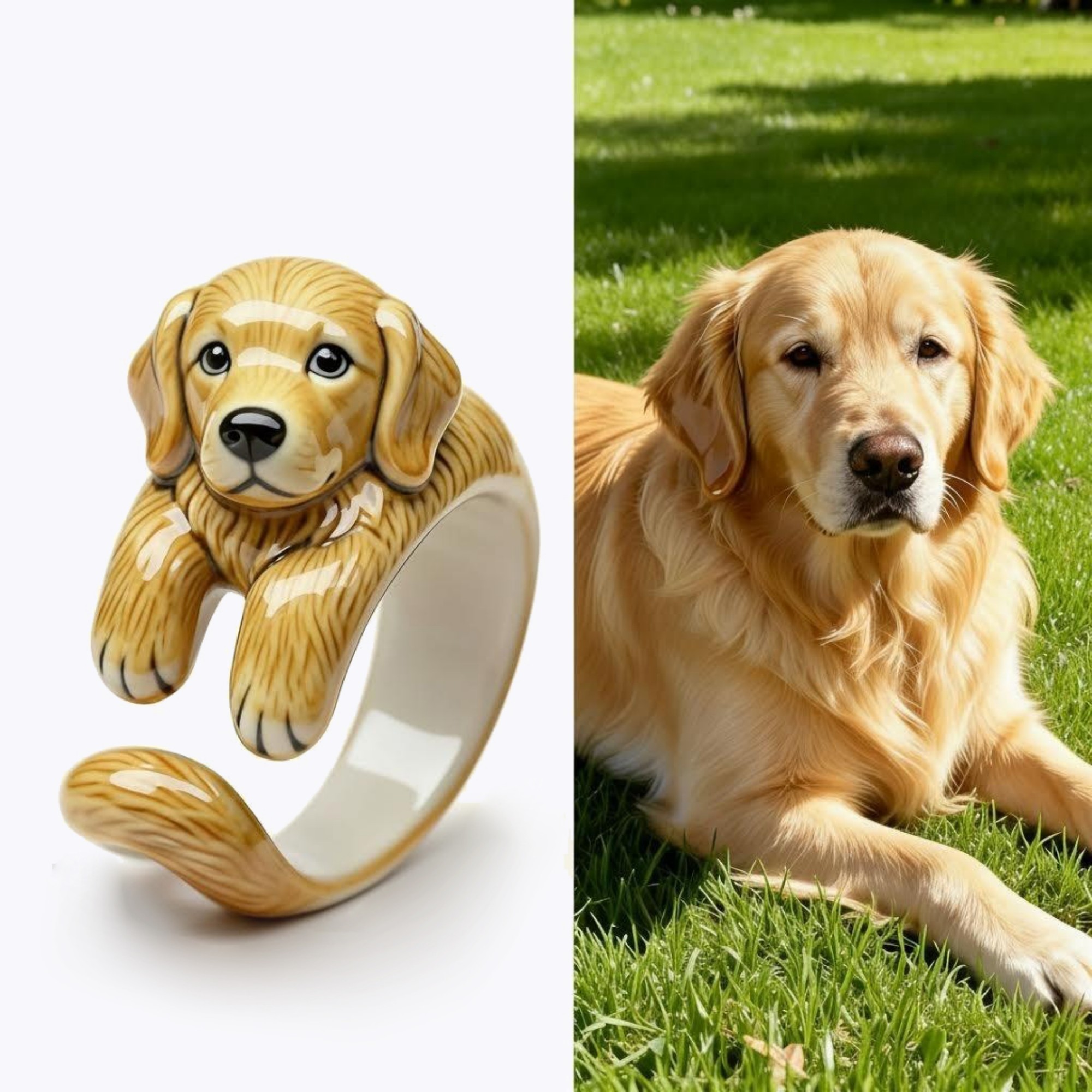 Custom 3D Handmade Ceramic Dog Cat Pet Tail Ring