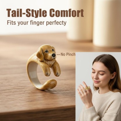 Custom 3D Handmade Ceramic Dog Cat Pet Tail Ring