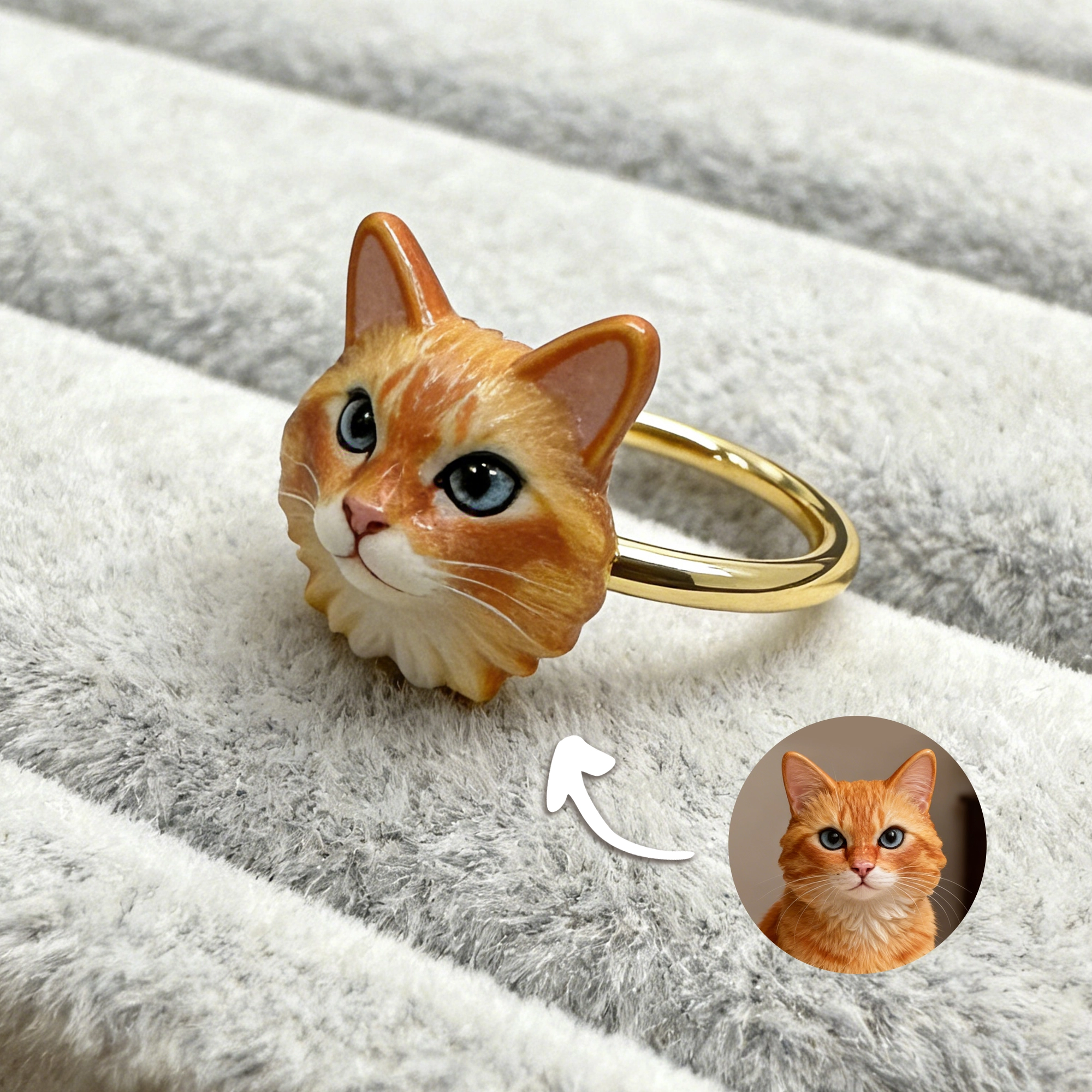 Personalized 3D Dog Cat Pet Photo Ring