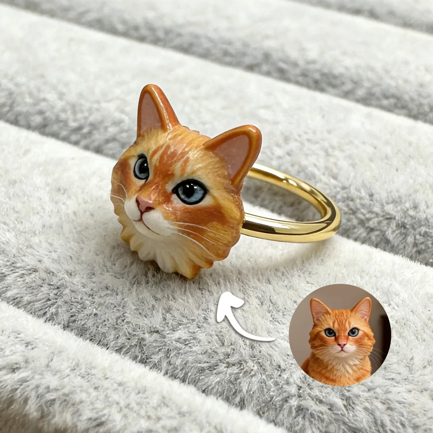 Personalized 3D Dog Cat Pet Photo Ring