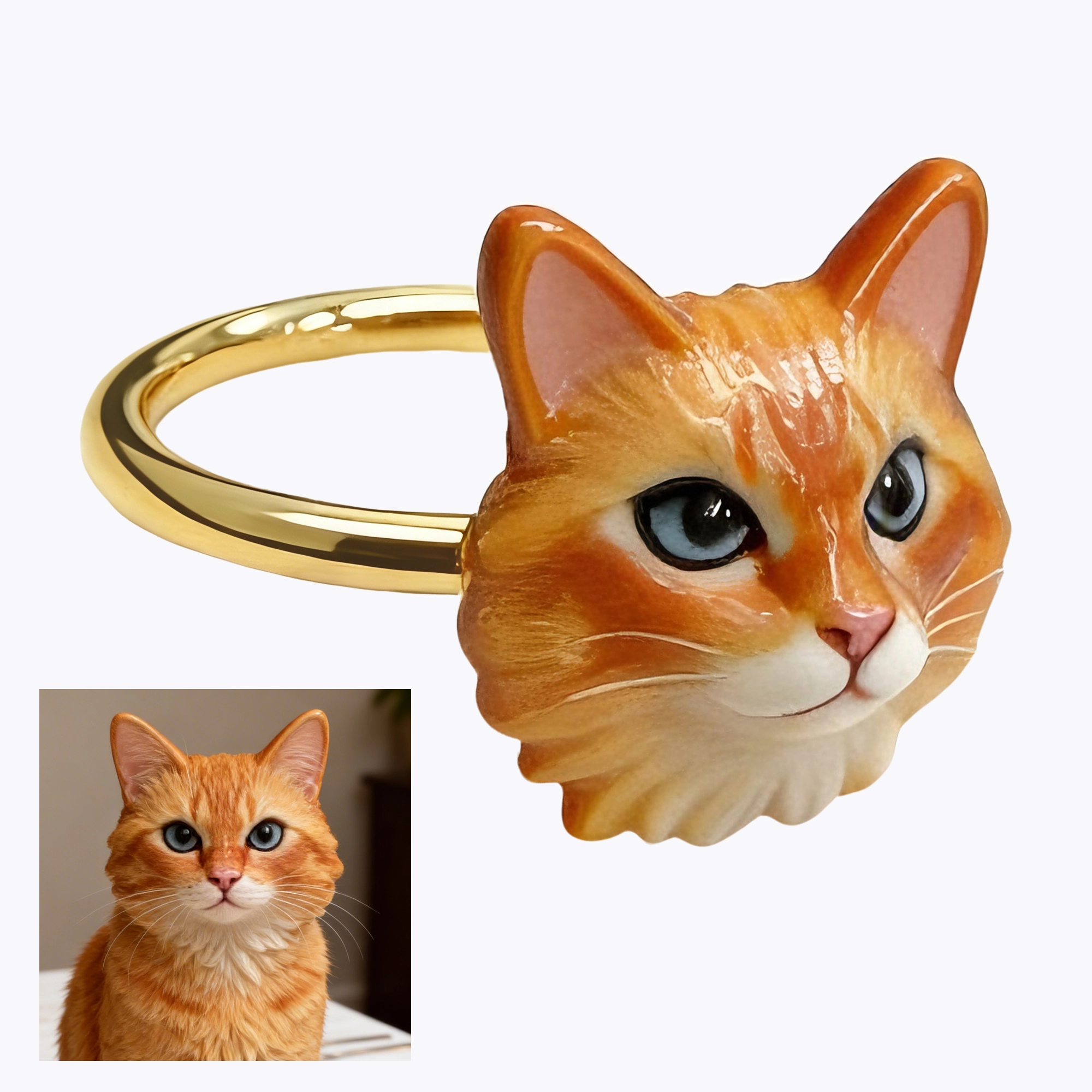 Personalized 3D Dog Cat Pet Photo Ring