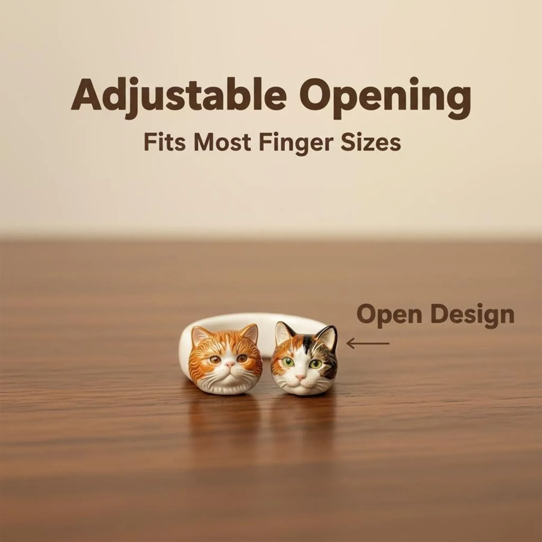 Custom 3D Pet Cat Dog Ultralight Clay Ceramic Open Ring from Photo