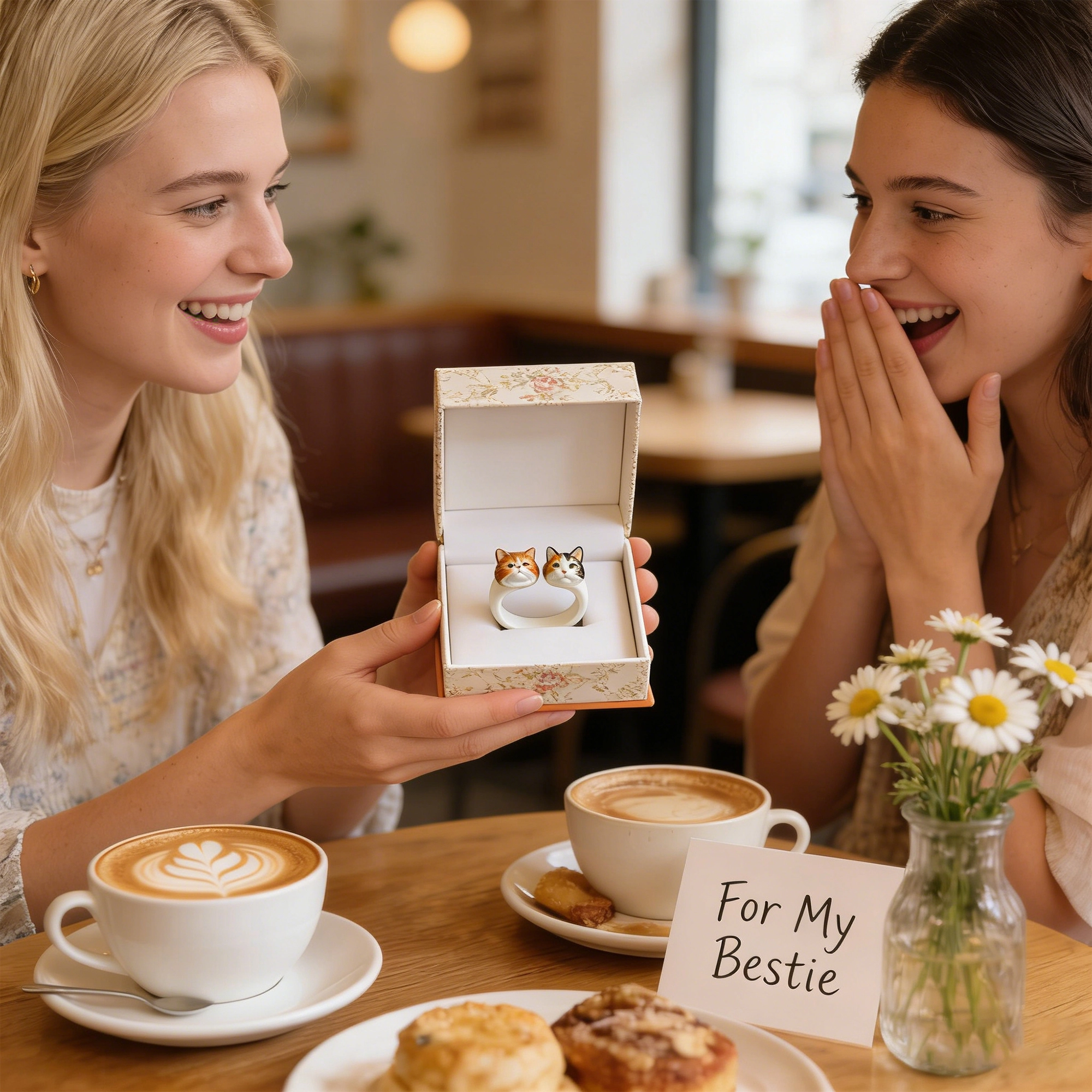 Custom 3D Pet Cat Dog Ultralight Clay Ceramic Open Ring from Photo