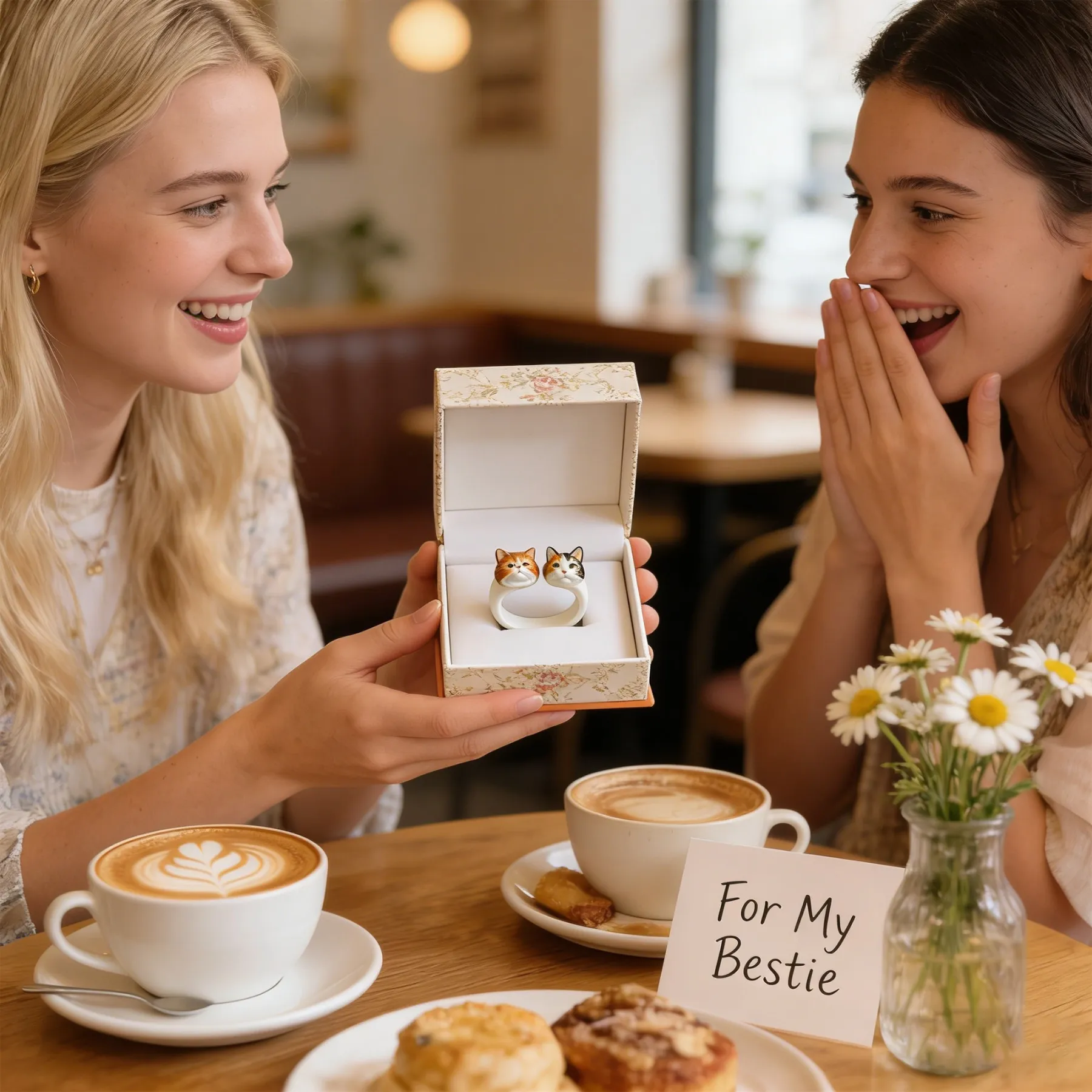 Custom 3D Pet Cat Dog Ultralight Clay Ceramic Open Ring from Photo