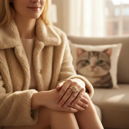 Custom 3D Handmade Ceramic Dog Cat Pet Head Ring