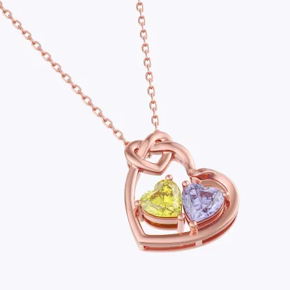 Custom Knot Heart Double Heart Necklace