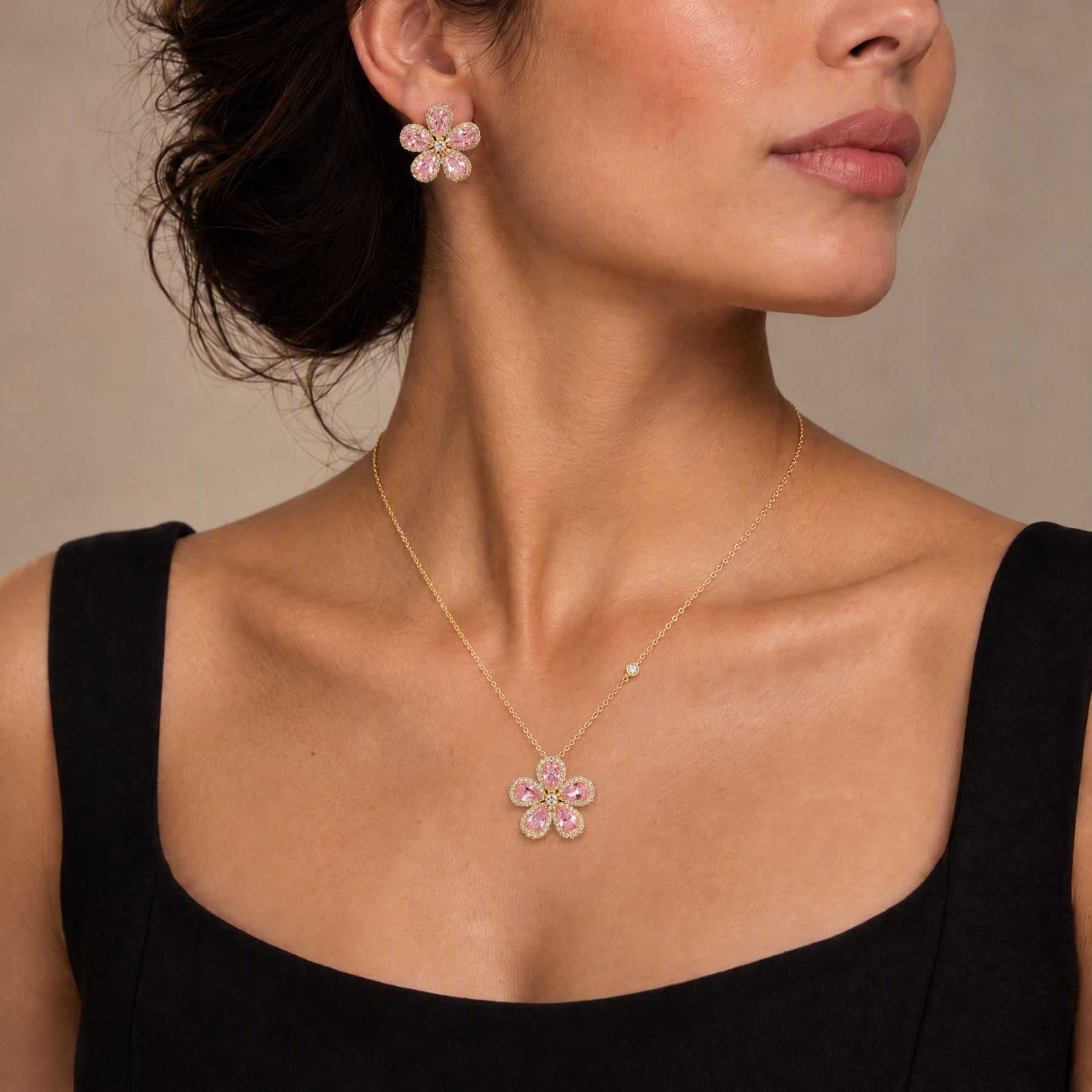 Colorful Floral Zircon Jewelry Set
