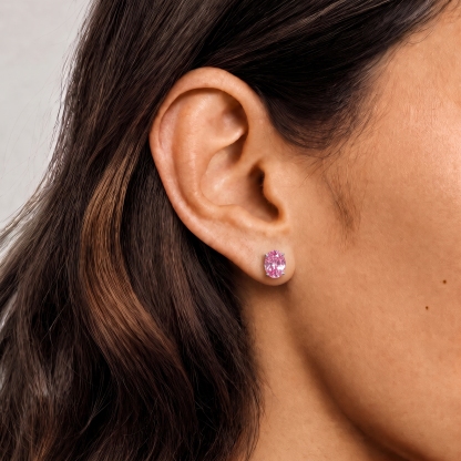 Pink Solitaire Zirconia Stud Earrings