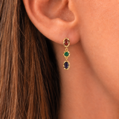 Egg-shaped Zircon Drop Earrings