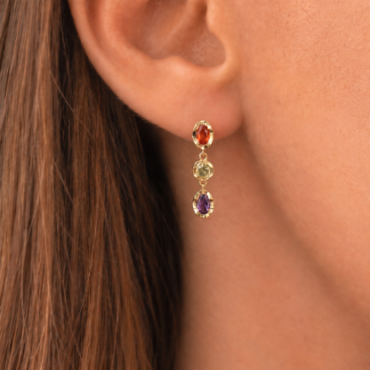 Egg-shaped Zircon Drop Earrings