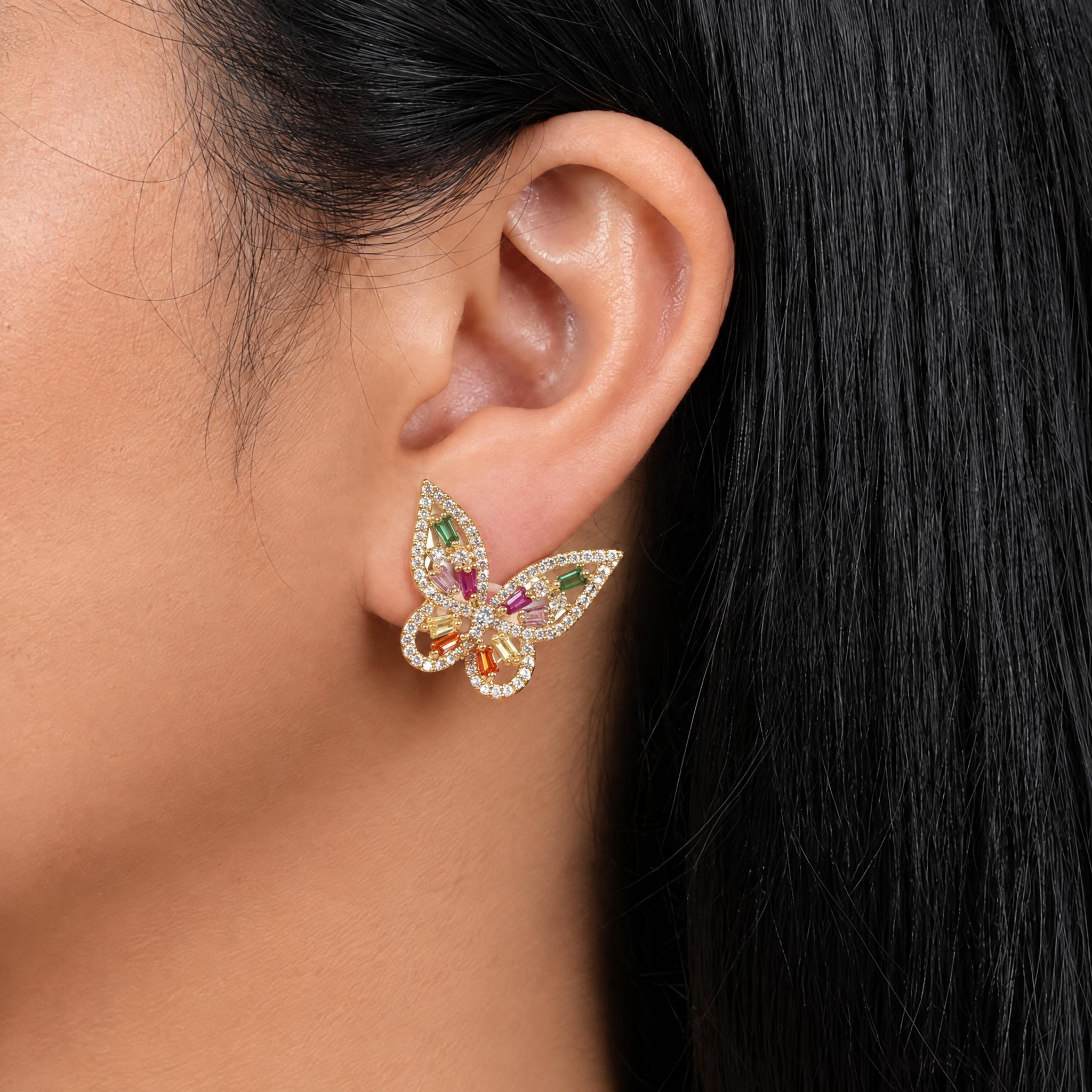 Colorful Cut-out Butterfly Stud Earrings