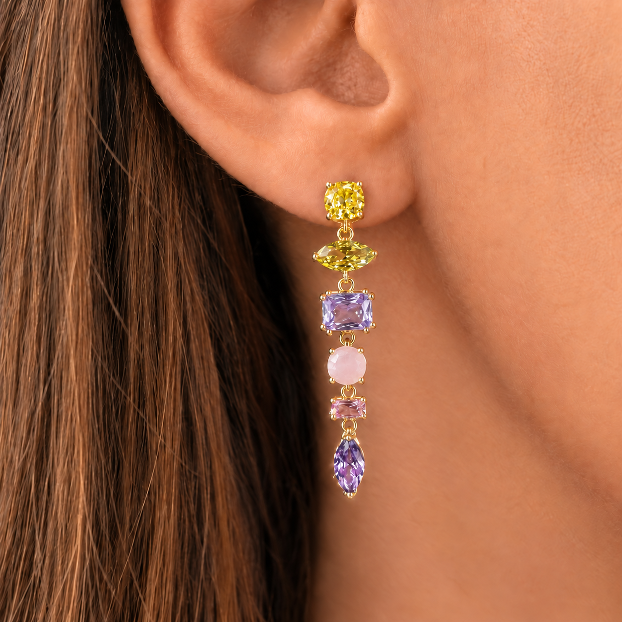 Multi-shape Zircon Earrings