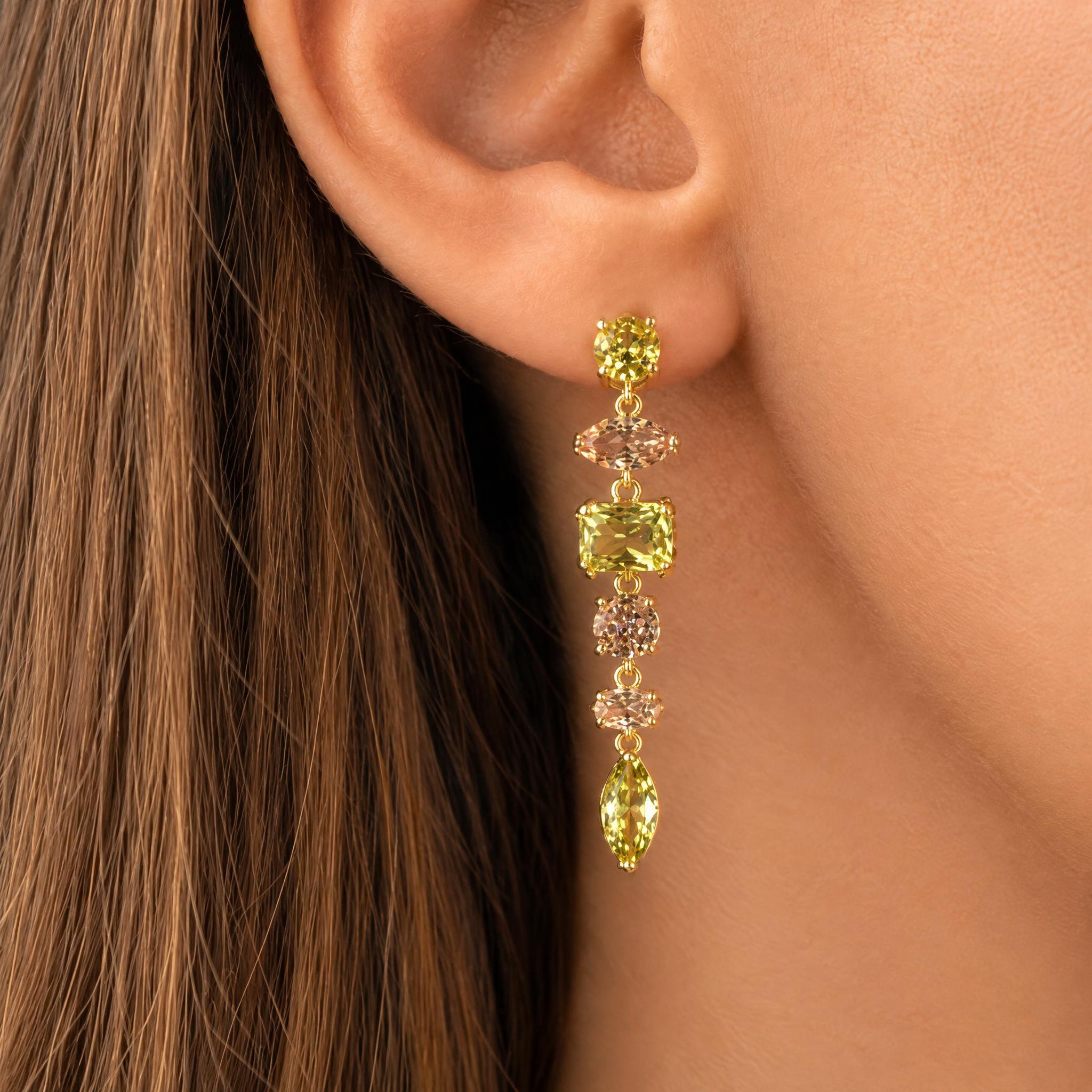 Multi-shape Zircon Earrings