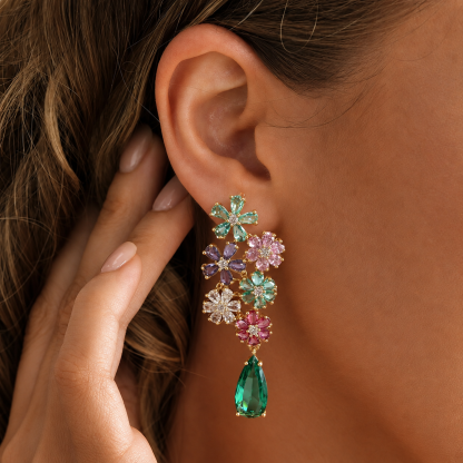 Colorful Floral Teardrop Earrings