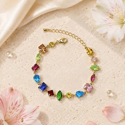 Multicolor multi-motif zircon bracelet