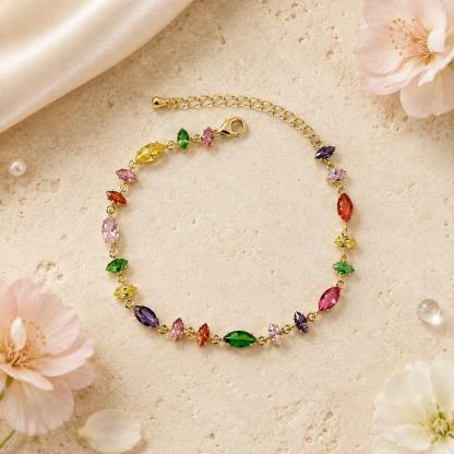 Multicolor egg-shaped zirconia bracelet