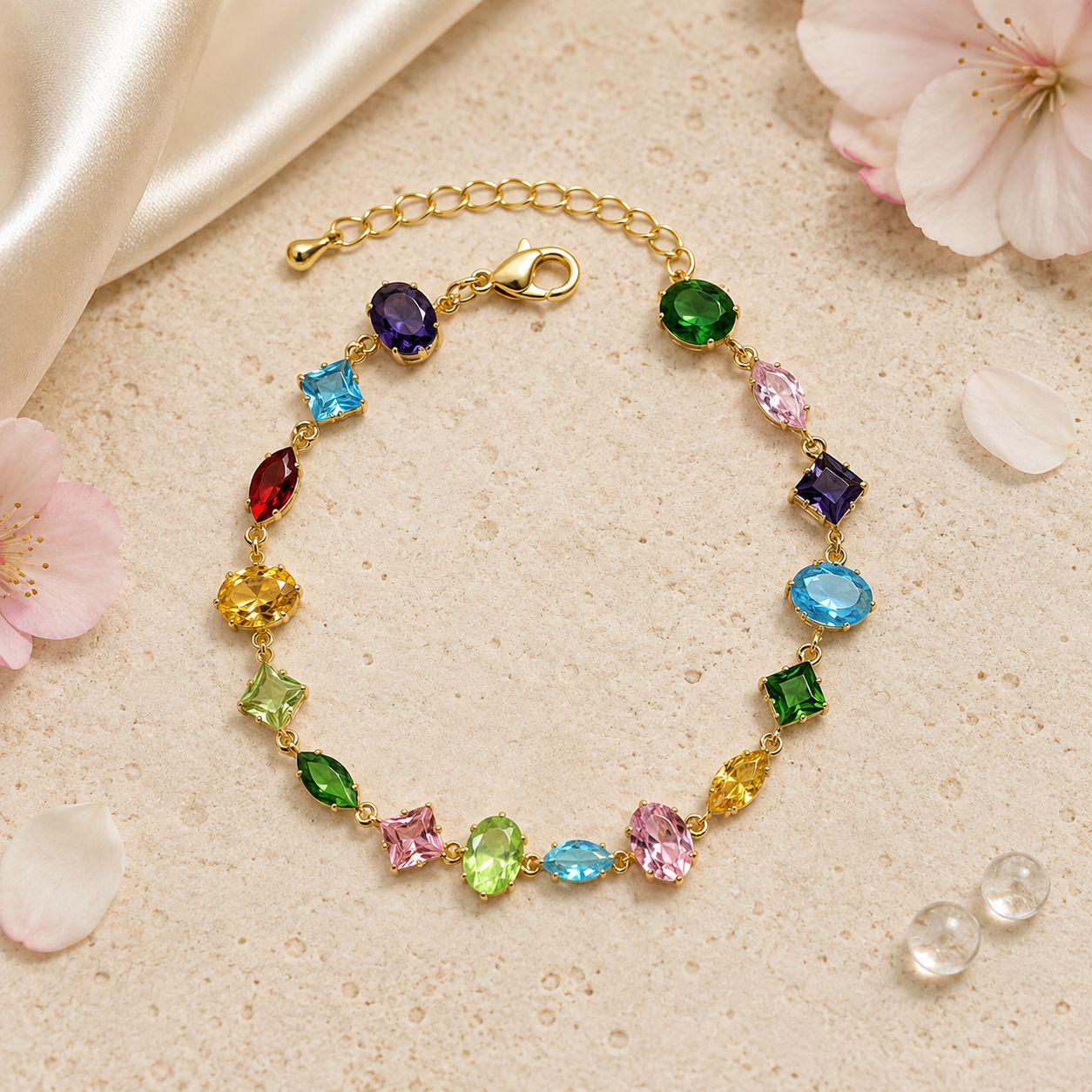 Multicolor Three-Shape Zircon Bracelet