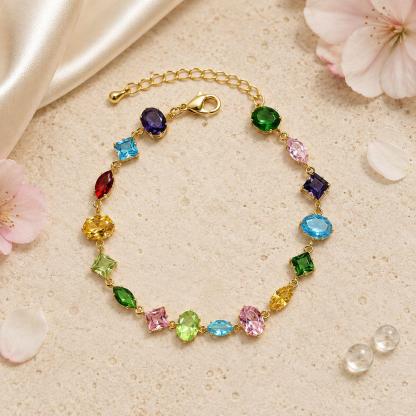 Multicolor Three-Shape Zircon Bracelet
