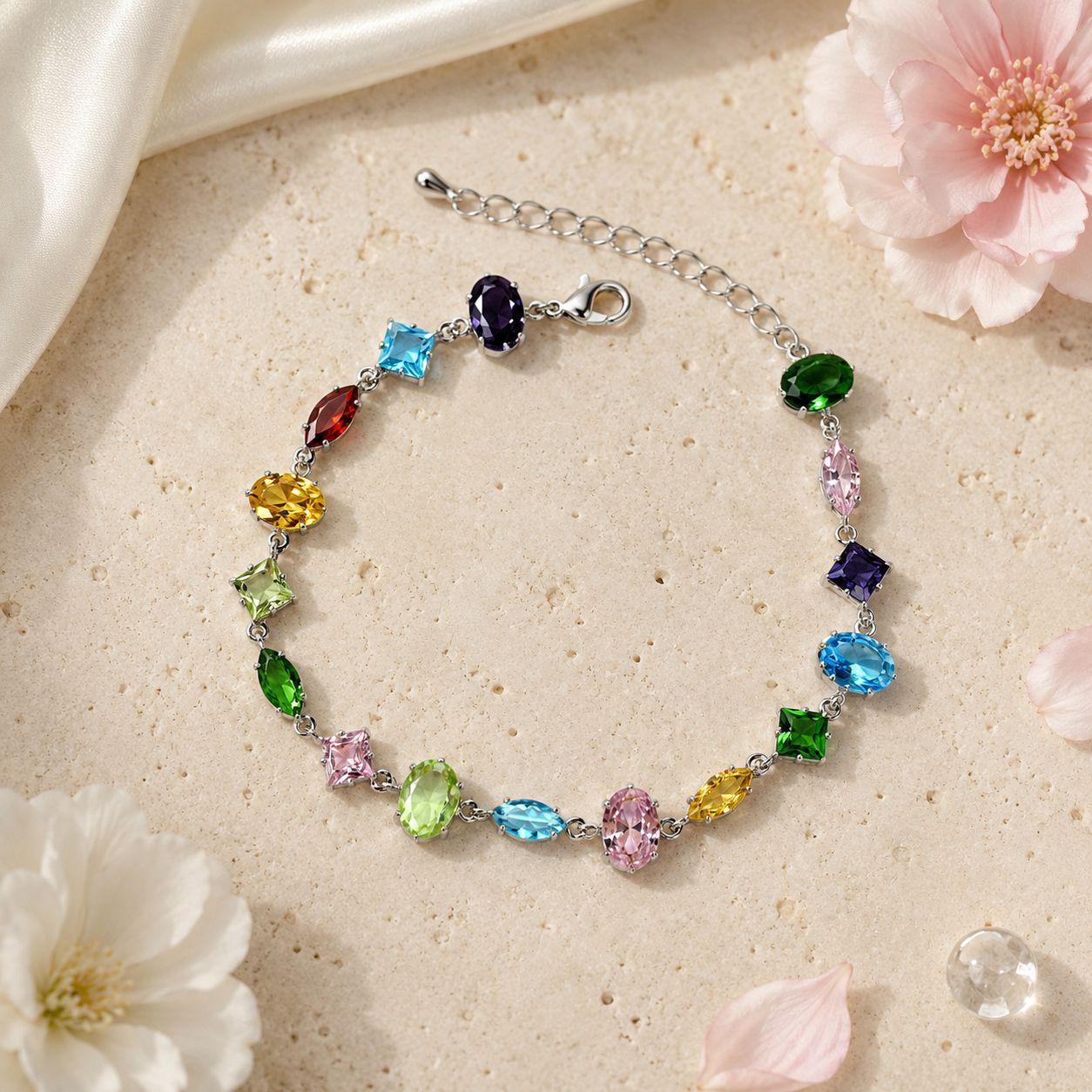 Multicolor Three-Shape Zircon Bracelet