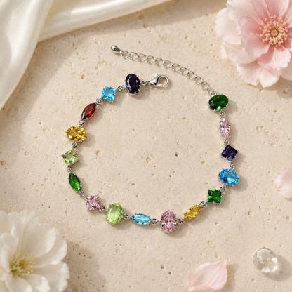 Multicolor Three-Shape Zircon Bracelet