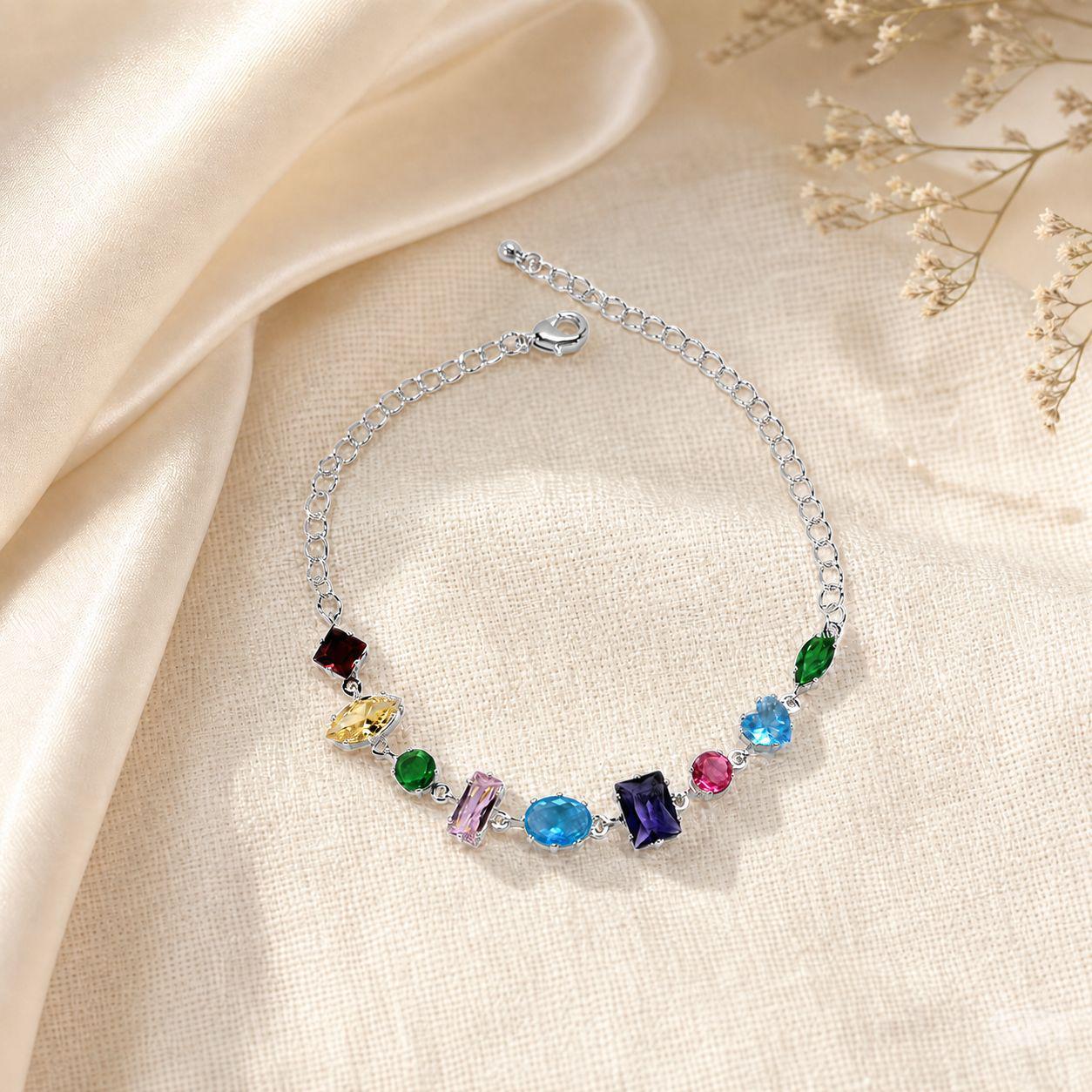 Multicolor Heart-Shaped Zircon Bracelet