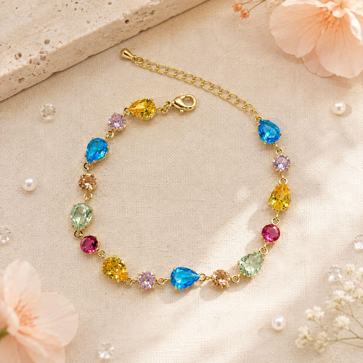 Two-tone teardrop cubic zirconia bracelet