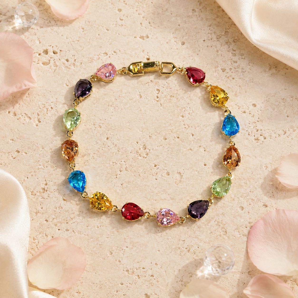 Multicolor Teardrop Zircon Bracelet