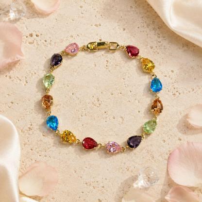 Multicolor Teardrop Zircon Bracelet