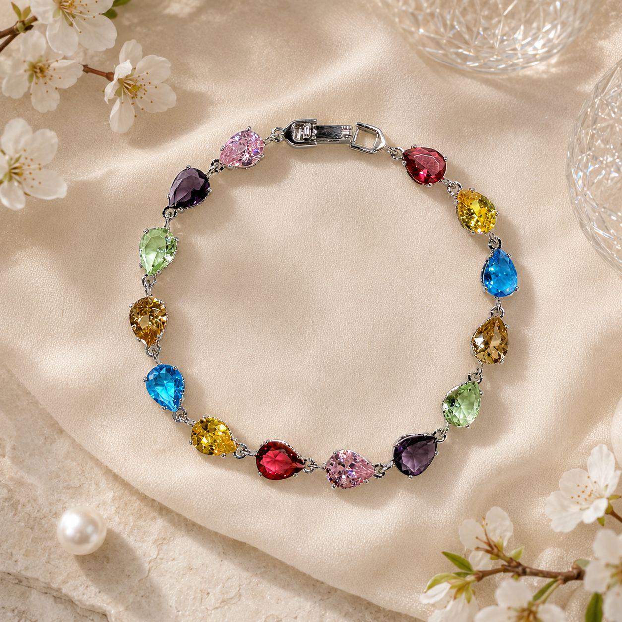 Multicolor Teardrop Zircon Bracelet