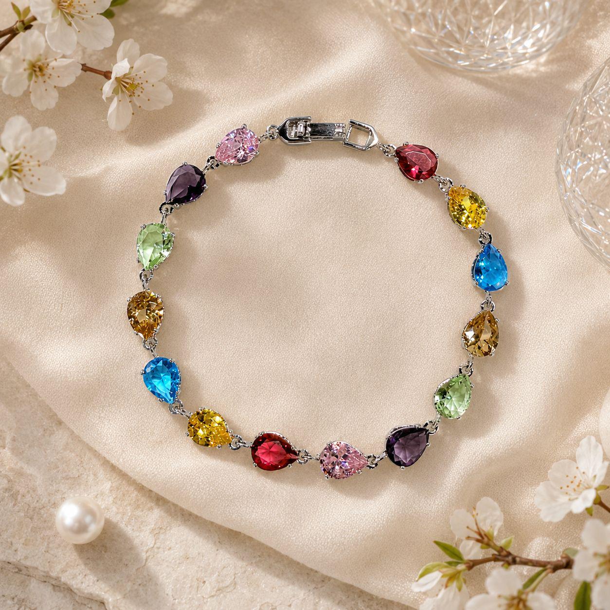 Multicolor Teardrop Zircon Bracelet