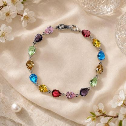 Multicolor Teardrop Zircon Bracelet