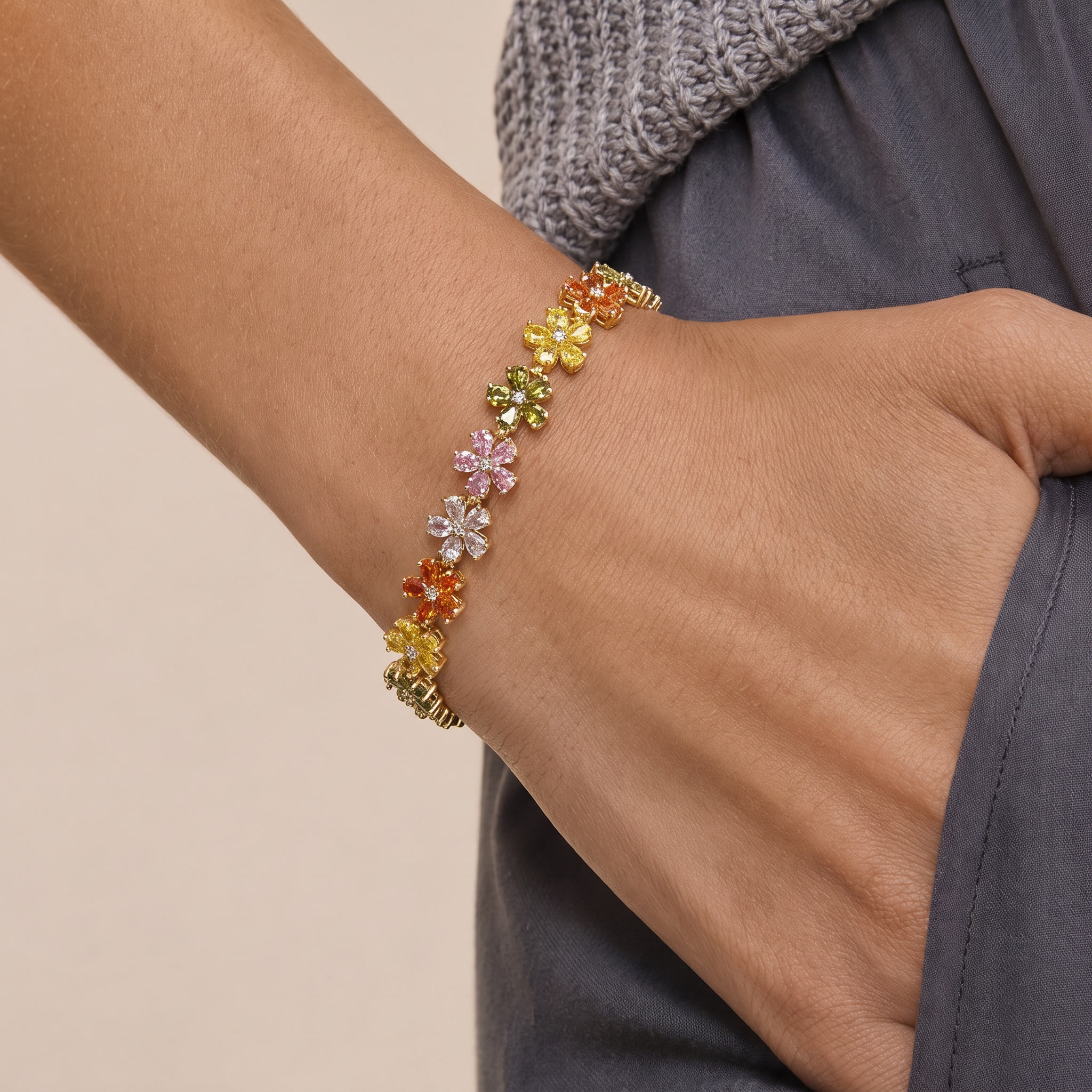 Colorful Flower Zircon Bracelet