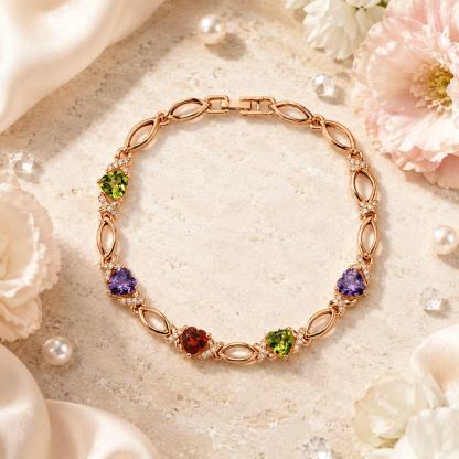 Multicolor Heart Cutout Zircon Bracelet