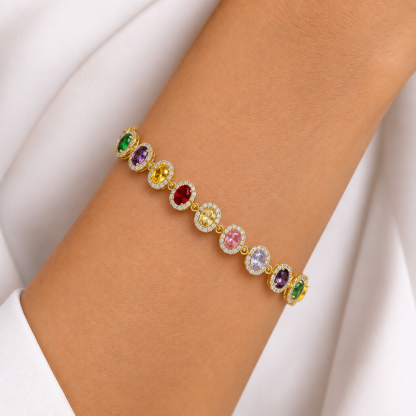 Colorful Egg-Shaped Zircon Bracelet