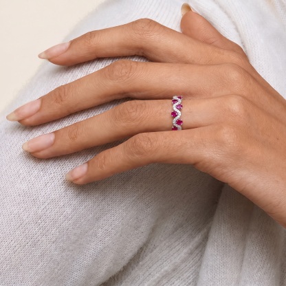 Pink Zirconia Wrap-Style Open Ring