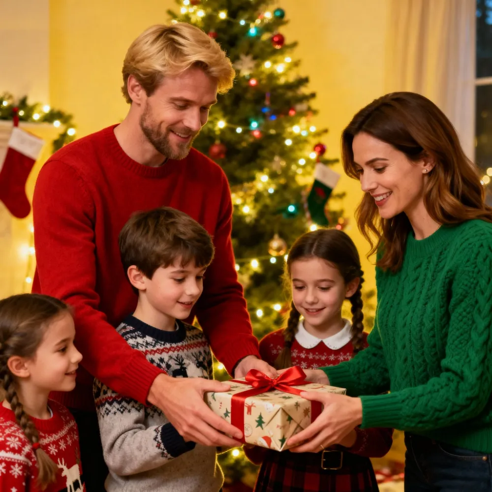 Personalized 1-5 Christmas Trees Name Birthstone Necklace