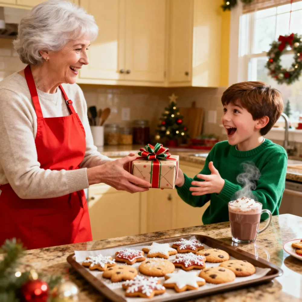 Personalized Name Santa Hat with Round Birthstone Christmas Necklace