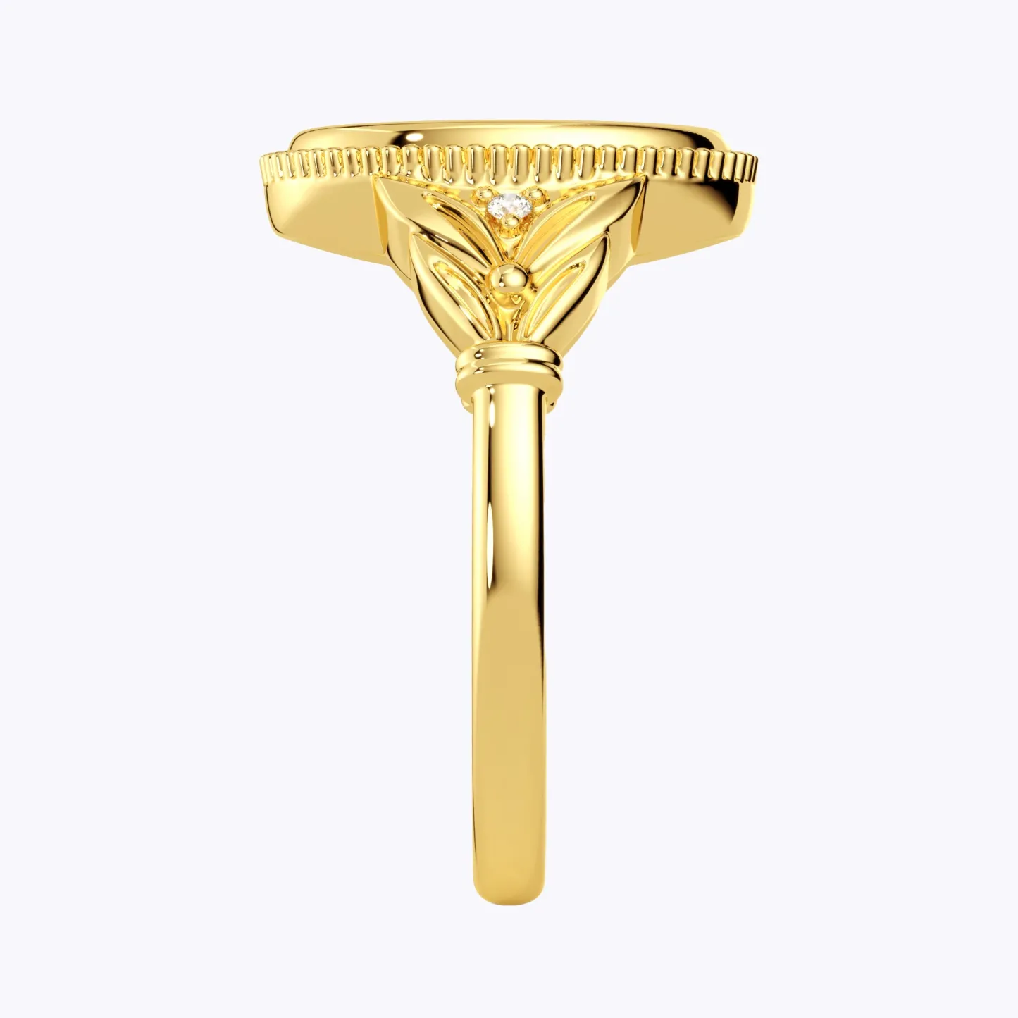 Custom 1-5 Birth Flower Ring with Side Ronud Birthstone