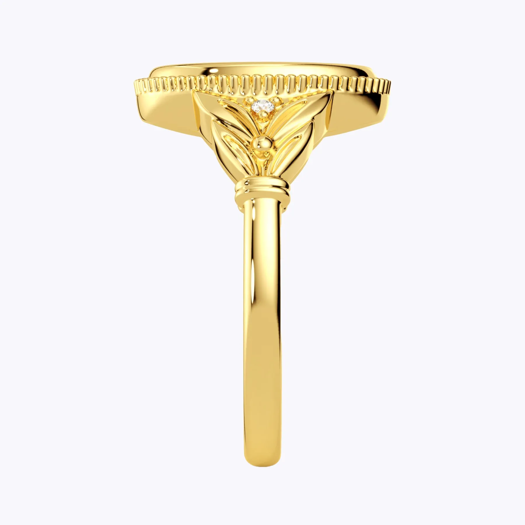 Custom 1-5 Birth Flower Ring with Side Ronud Birthstone