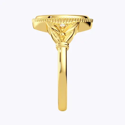 Custom 1-5 Birth Flower Ring with Side Ronud Birthstone