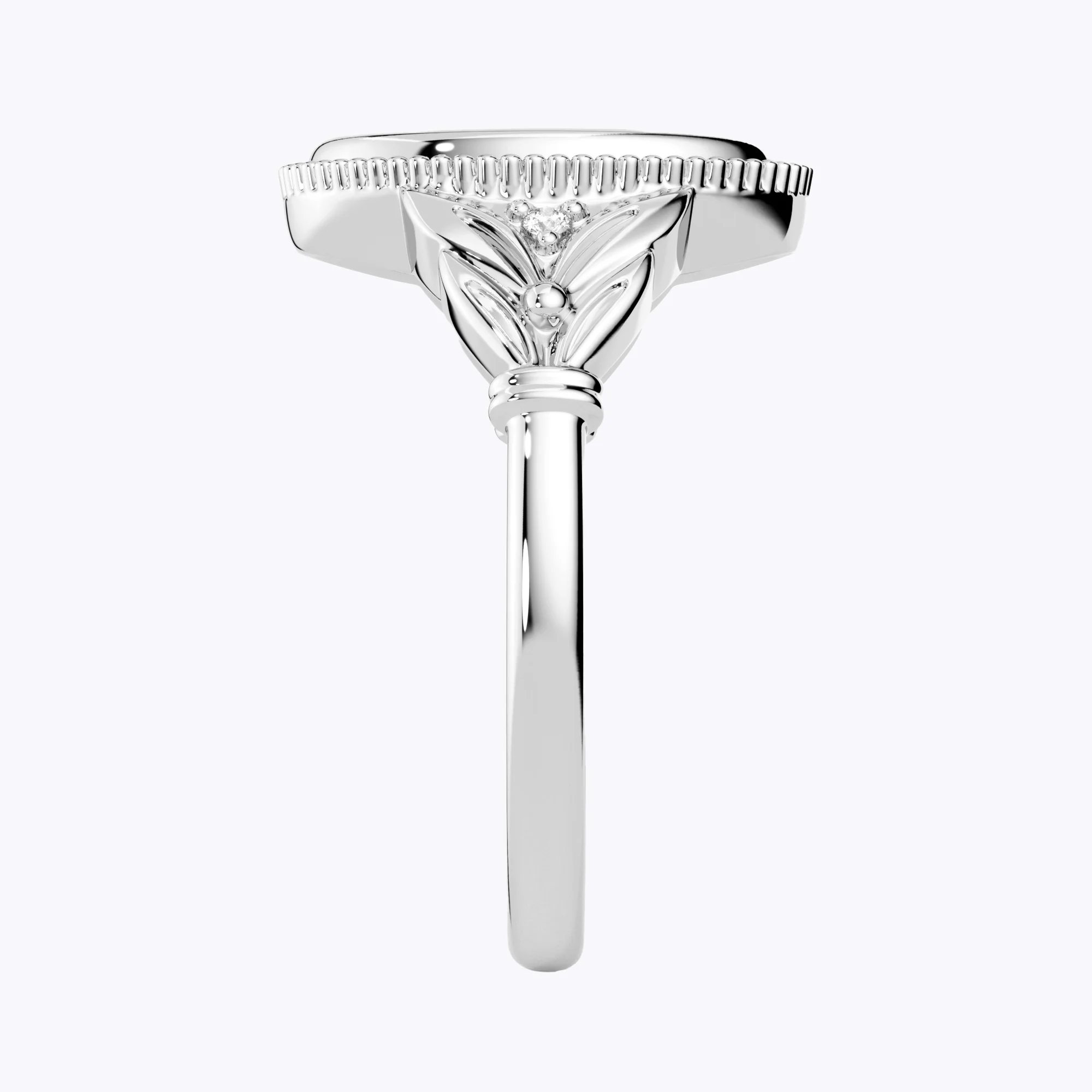 Custom 1-5 Birth Flower Ring with Side Ronud Birthstone