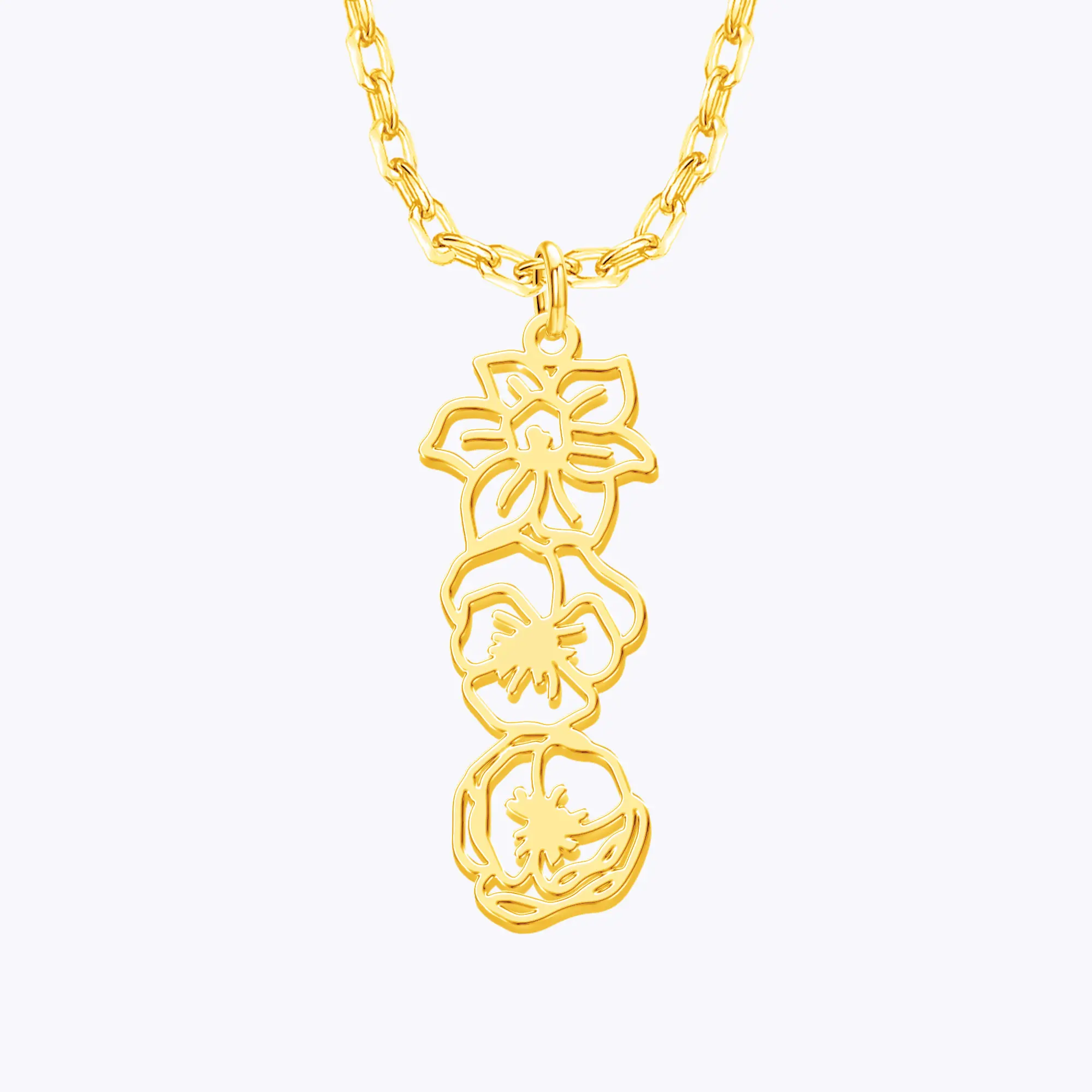 Custom 1-5 Connected Birth Flower Necklace-BY PROMISE-For Mom,Birth Flower