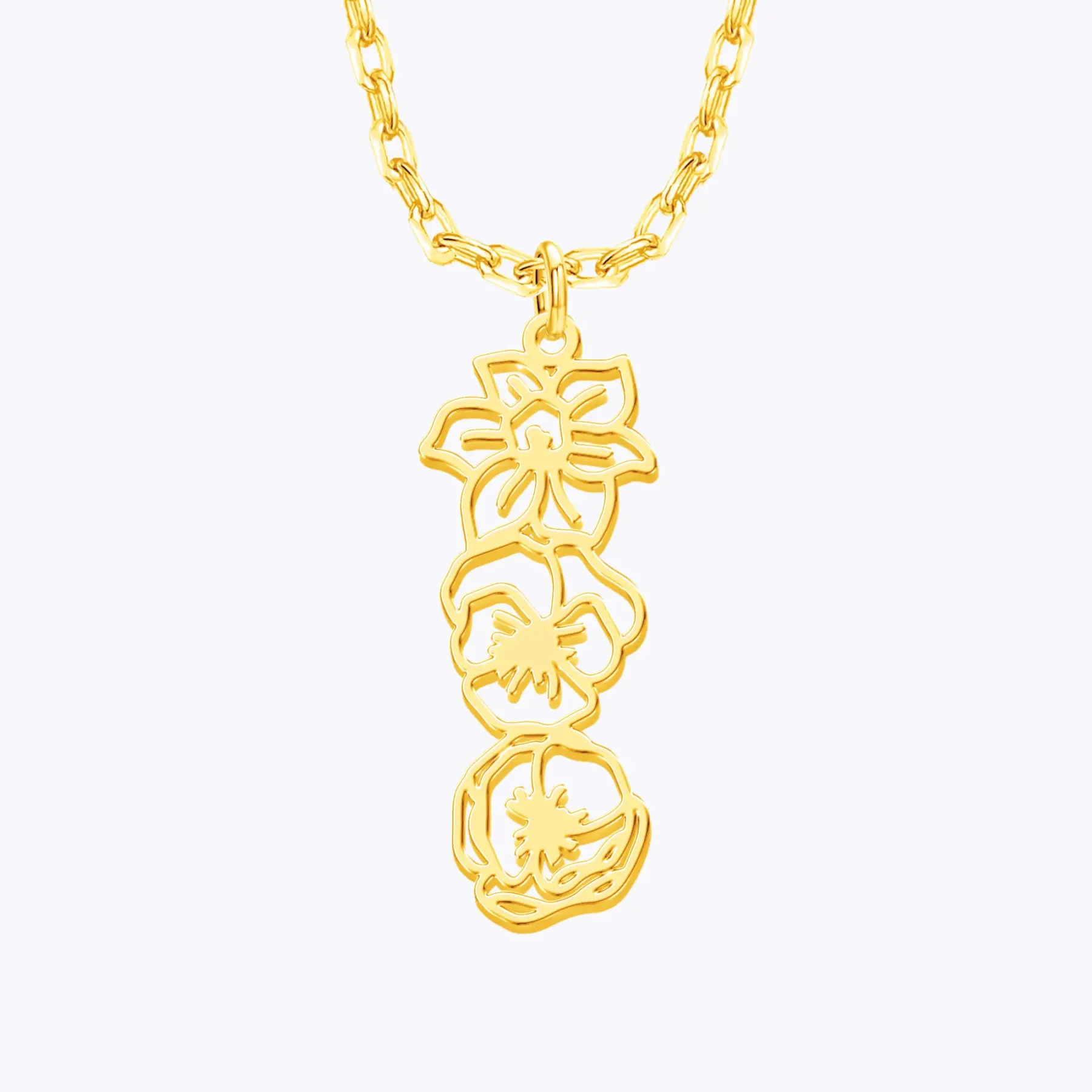 Custom 1-5 Connected Birth Flower Necklace-BY PROMISE-For Mom,Birth Flower