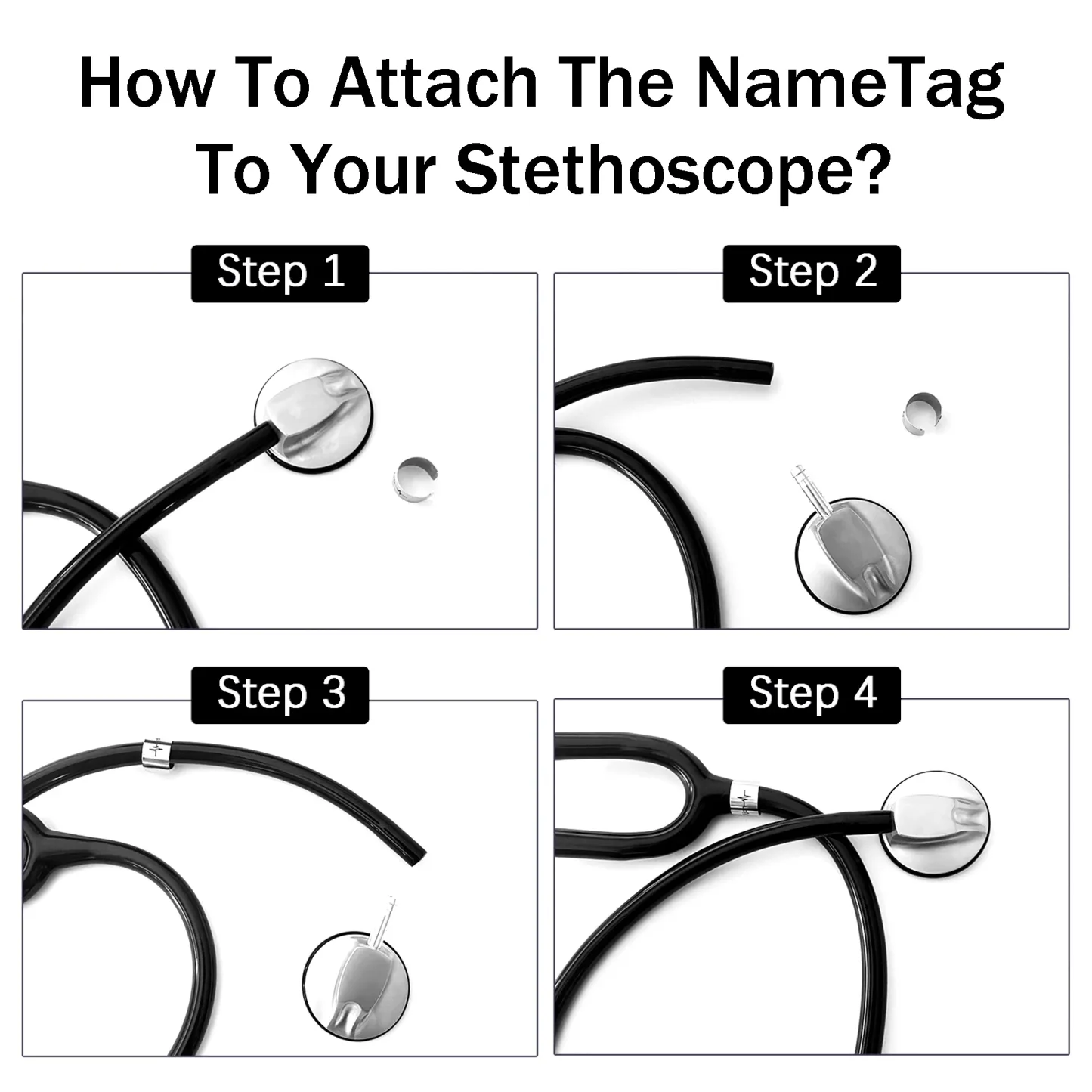 Custom Double Stethoscope Name Tag with Pattern and Birthstone for Nurses Doctors Medical Staff
