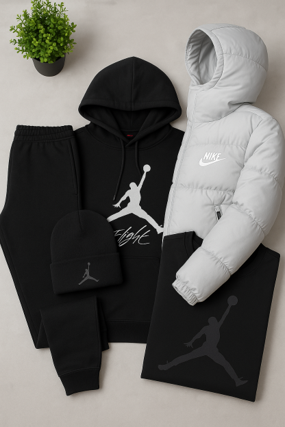 Nk™ Complete Set - Sweatshirt, Pants, Puffer Jacket &amp; T-shirt