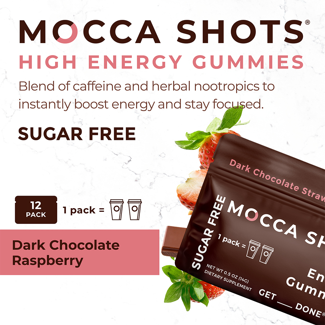 Sugar Free Strawberry Energy Gummies & Mocca Shots – 12 Packs